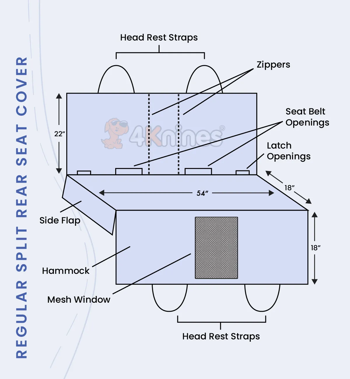 Rear Seat Cover for Fold Down Seats with Hammock Mesh Window