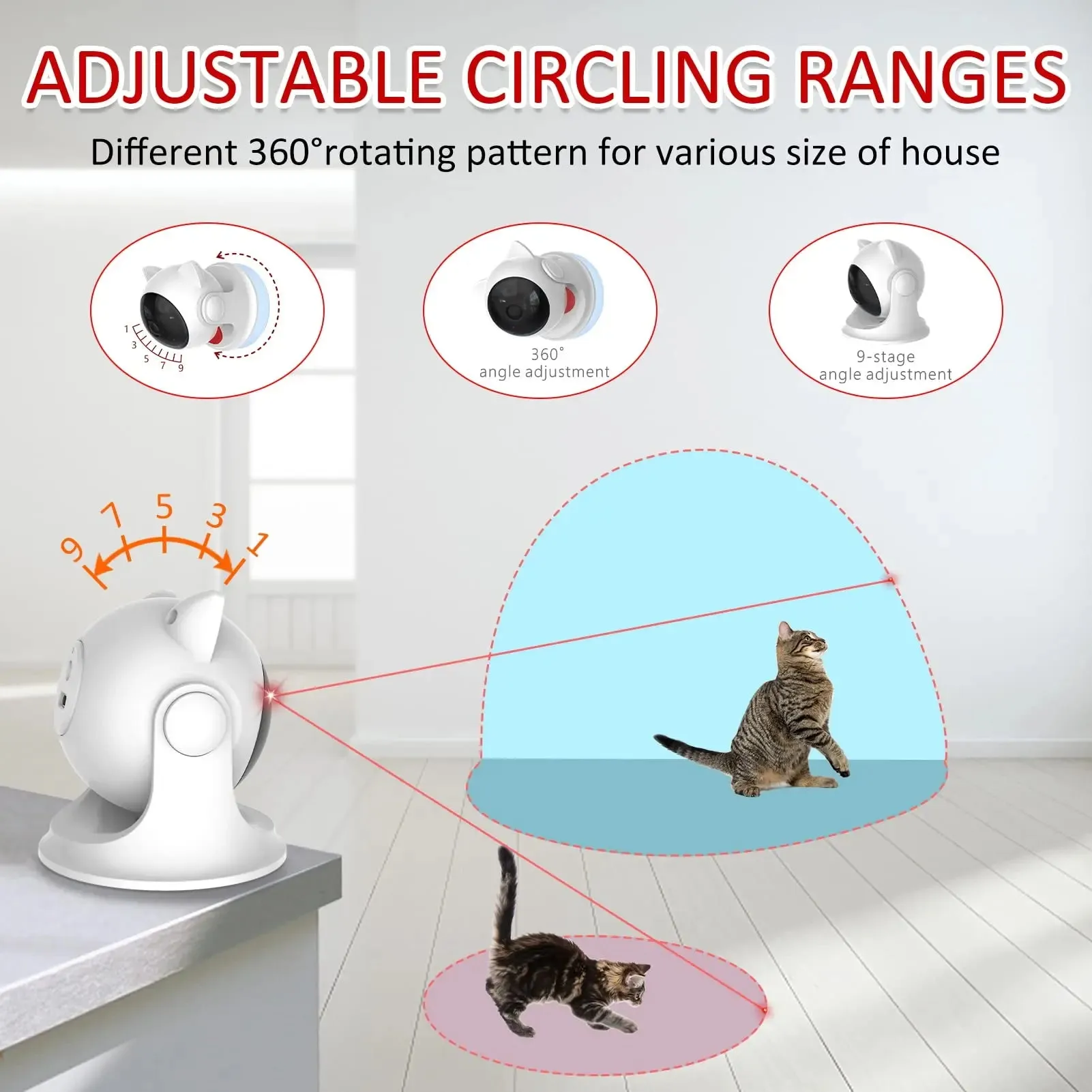 Rechargeable Automatic Cat Laser Toy with Adjustable Speeds and Angles