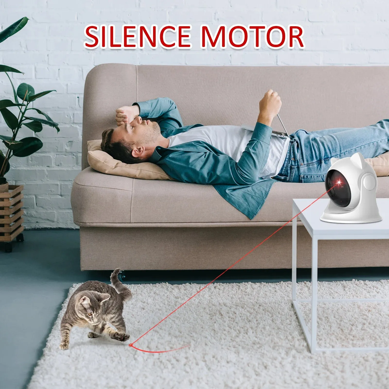 Rechargeable Automatic Cat Laser Toy with Adjustable Speeds and Angles