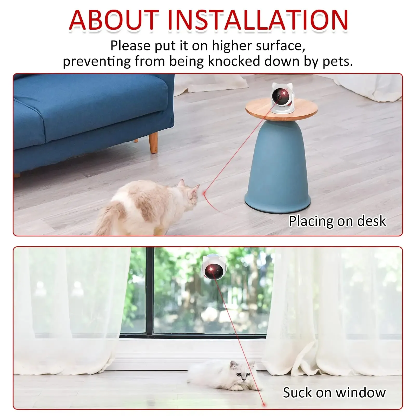 Rechargeable Automatic Cat Laser Toy with Adjustable Speeds and Angles