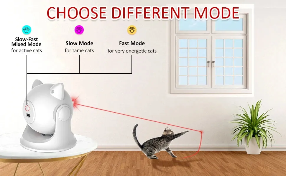 Rechargeable Automatic Cat Laser Toy with Adjustable Speeds and Angles
