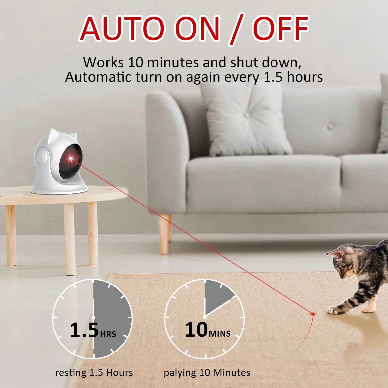 Rechargeable Automatic Cat Laser Toy with Adjustable Speeds and Angles