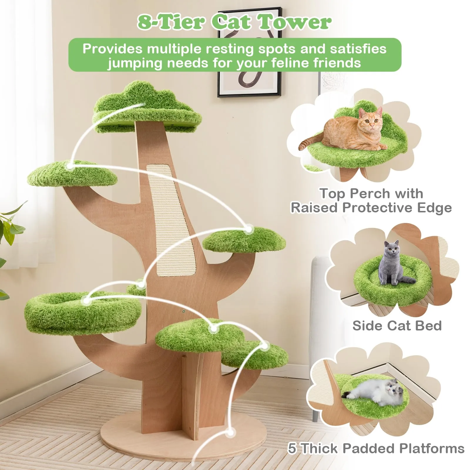 Tall Cat Tree for Indoor Cats, 50"