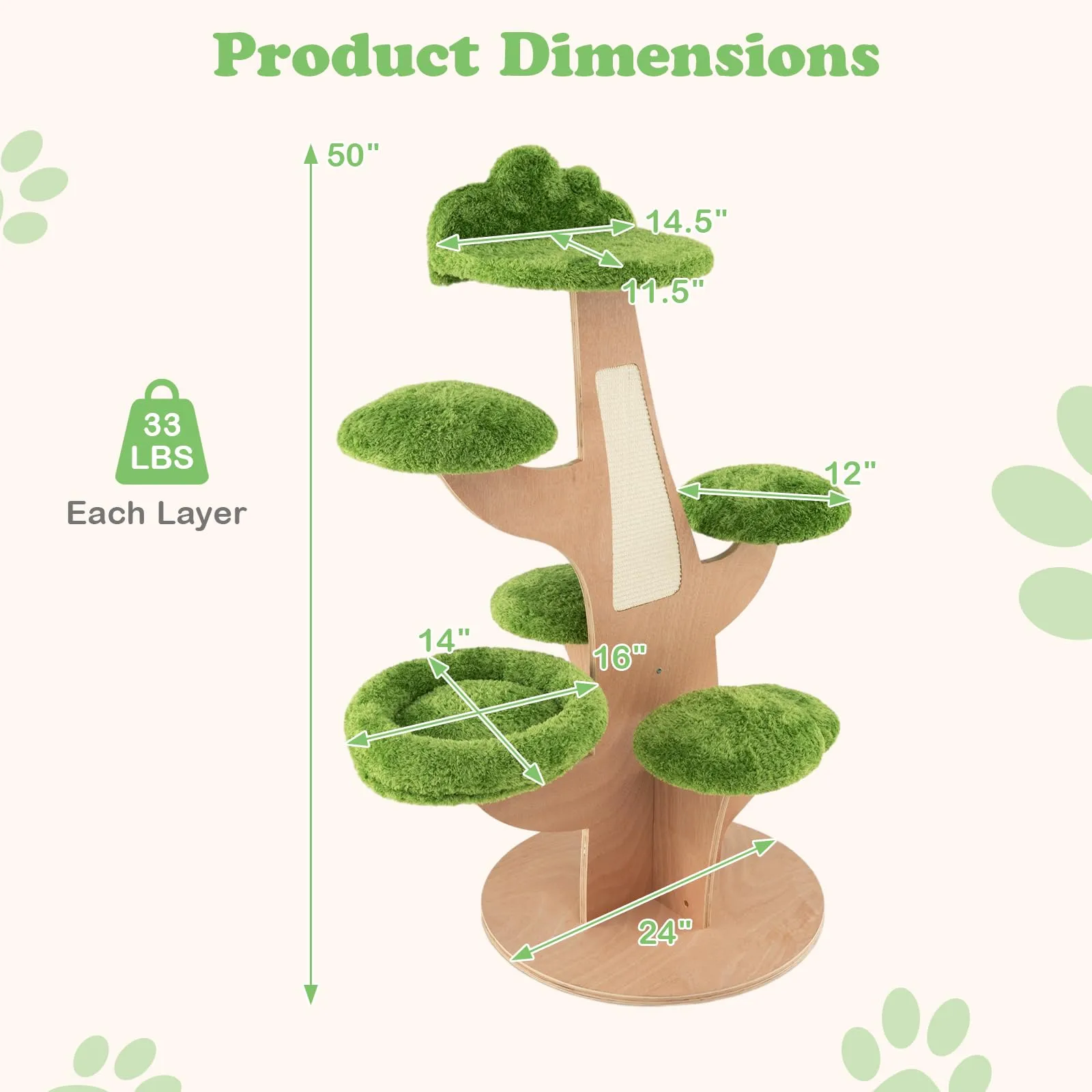 Tall Cat Tree for Indoor Cats, 50"