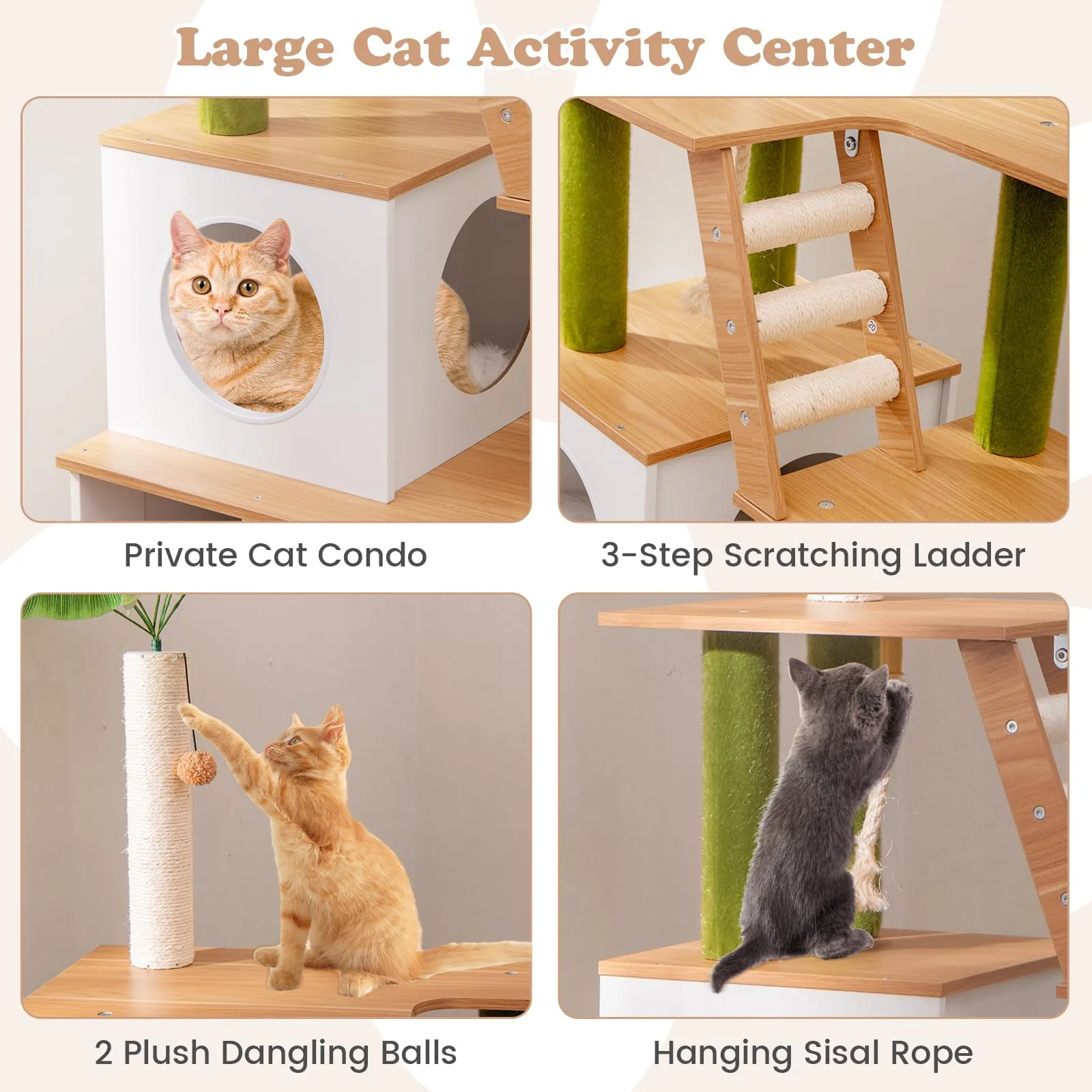 Tangkula Cat Tree with Litter Box Enclosure, 2-in-1 Cat Tower with Condo