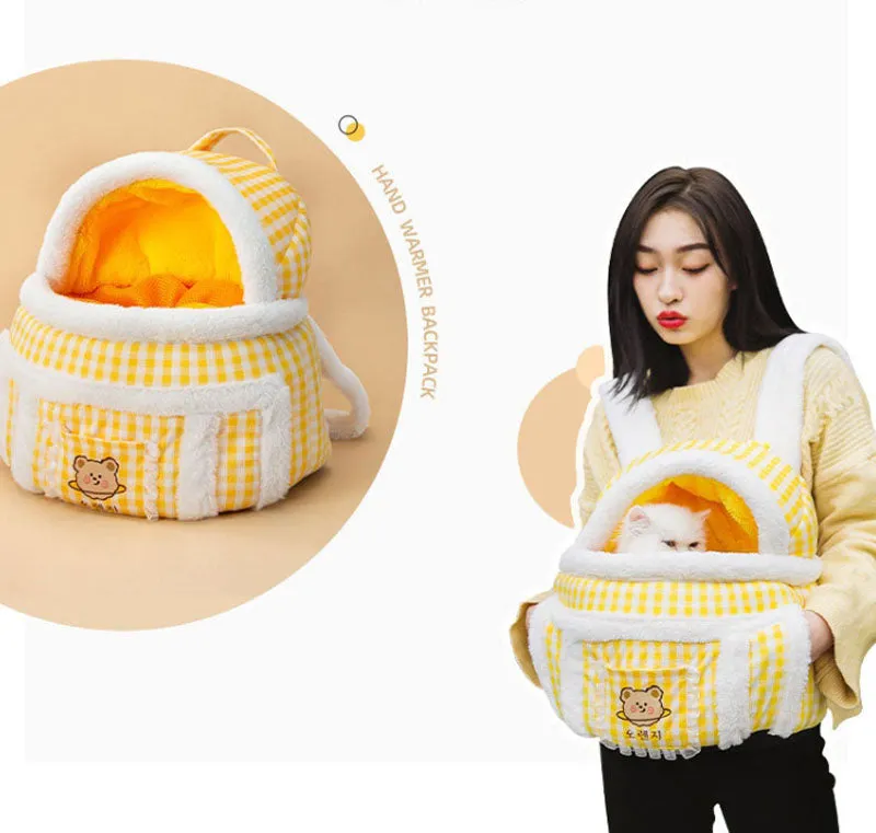 Thick and warm cat bag for autumn and winter, cat clutch bag for outings and dog backpack