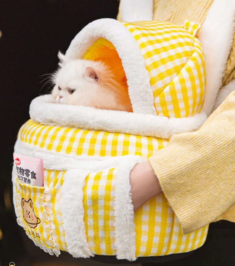 Thick and warm cat bag for autumn and winter, cat clutch bag for outings and dog backpack