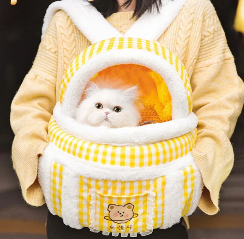 Thick and warm cat bag for autumn and winter, cat clutch bag for outings and dog backpack
