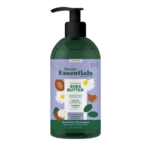 TropiClean Essentials Soothing Shampoo Shea Butter - Soft Shea Butter & Chamomile for Dogs, Puppies & Cats 16oz