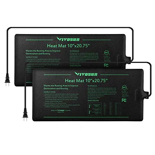 VIVOSUN 2 Pack Durable Waterproof Seedling Heat Mat Warm Hydroponic Heating Pad 10 x 20.75 Inch
