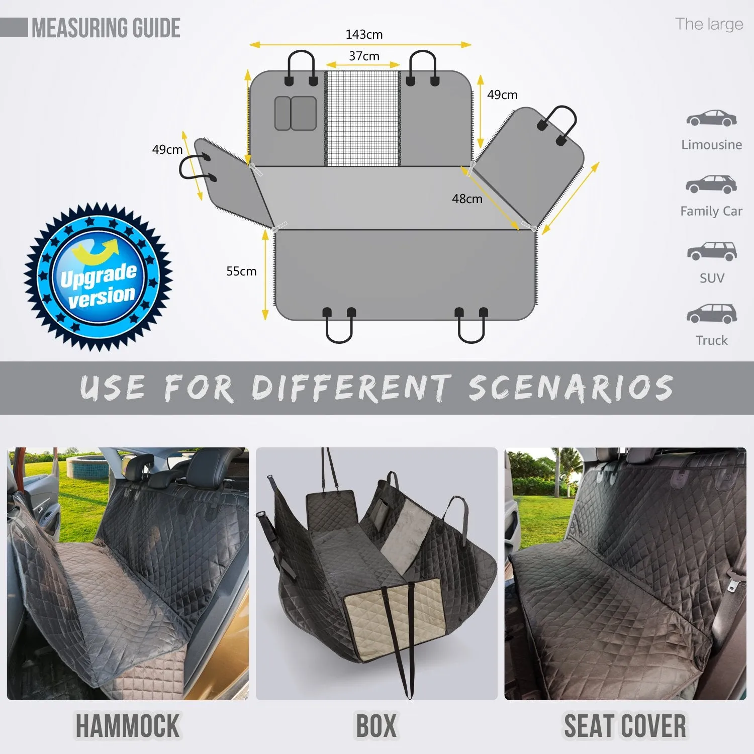 Waterproof Dog Car Seat Cover (Rear)