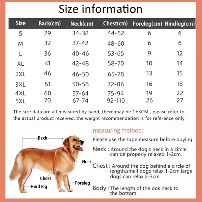 Waterproof Outdoor Warm Jacket Clothes Jumpsuit Reflective Raincoat For Medium Large Dogs